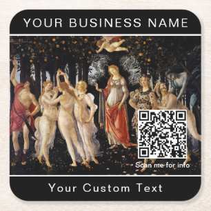 Sandro Botticelli - La Primavera - QR-code Kartonnen Onderzetters