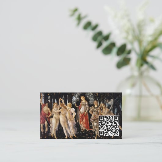 Sandro Botticelli - La Primavera - QR-code Visitekaartje (Staand voorkant)