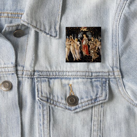 Sandro Botticelli - La Primavera Vierkante Button 5,1 Cm (In situ)