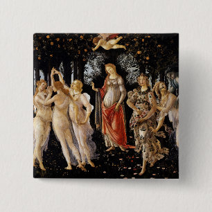 Sandro Botticelli - La Primavera Vierkante Button 5,1 Cm