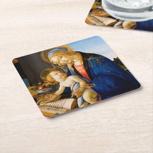 Sandro Botticelli, Maagd en Kind Kartonnen Onderzetters (Schuin)