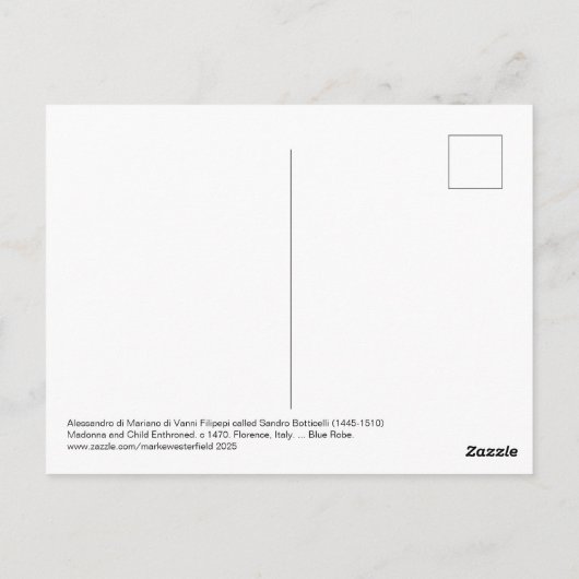 Sandro Botticelli Madonna en kind c 1470 Briefkaart (Achterkant)