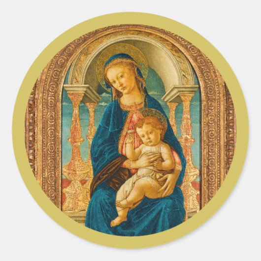 Sandro Botticelli Madonna en kind c 1470 Ronde Sticker (Voorkant)