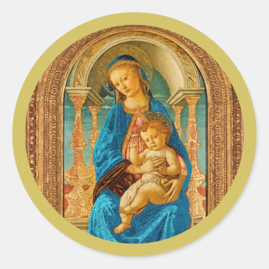 Sandro Botticelli Madonna en kind c 1470 Ronde Sticker (Voorkant)
