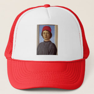 Sandro Botticelli - Portret van een jong man, rood Trucker Pet