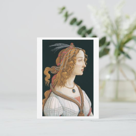 Sandro Botticelli, Portret van een vrouw (1480) Briefkaart (Staand voorkant)