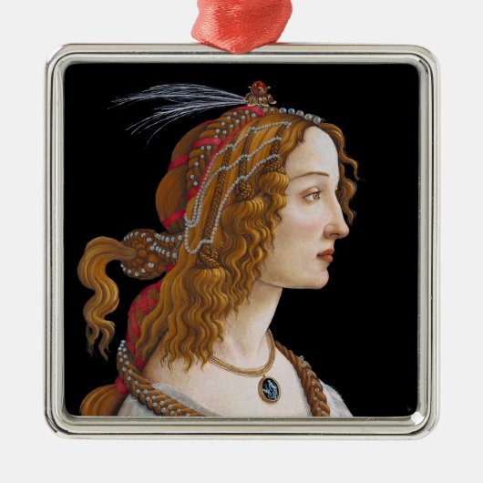 Sandro Botticelli - Portret van Simonetta Vespucci Metalen Ornament (Voorkant)