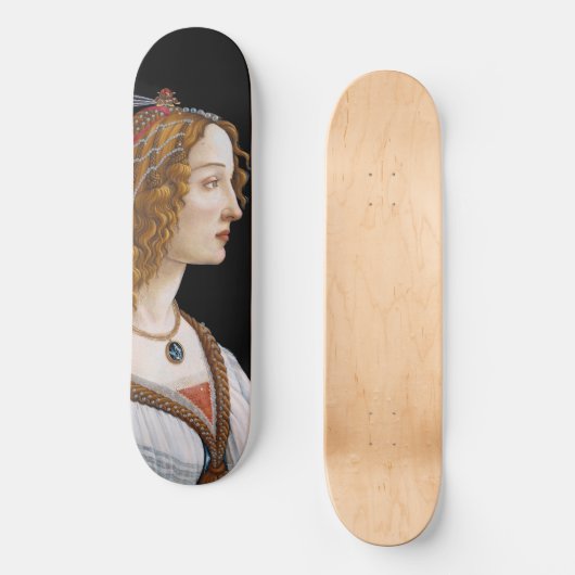 Sandro Botticelli - Portret van Simonetta Vespucci Persoonlijk Skateboard (Voorkant)