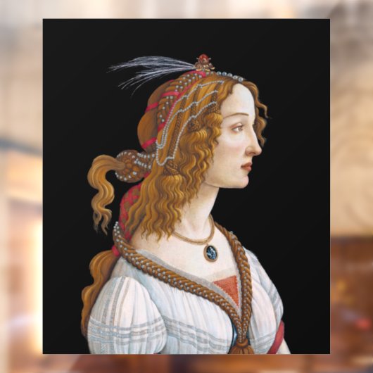 Sandro Botticelli - Portret van Simonetta Vespucci Raamsticker (Vel 2)
