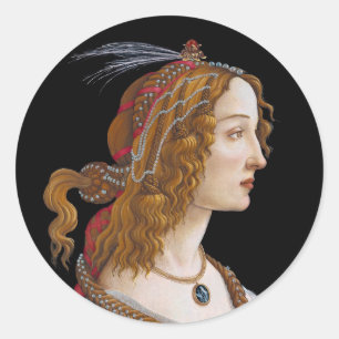 Sandro Botticelli - Portret van Simonetta Vespucci Ronde Sticker