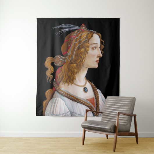 Sandro Botticelli - Portret van Simonetta Vespucci Wandkleed (In situ)