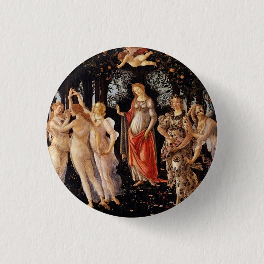 Sandro Botticelli Primavera Fine Art Ronde Button 3,2 Cm (Voorkant)