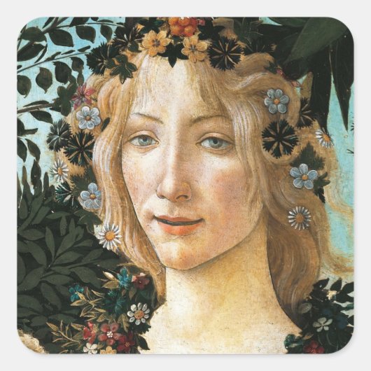 Sandro Botticelli "Primavera - Flora" Square Stick Vierkante Sticker (Voorkant)