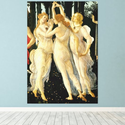 Sandro Botticelli "Primavera - Three Graces" Canvas Afdruk (Insitu (Houten vloer))