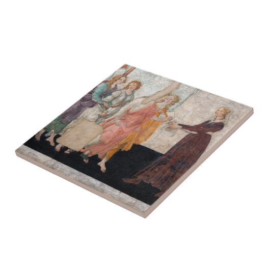 Sandro Botticelli - Venus en de drie races Tegeltje (Zijkant)