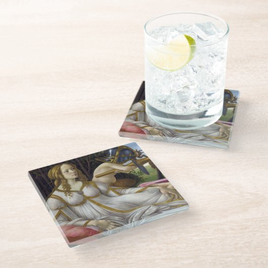 Sandro Botticelli - Venus en Mars, linkerkant Glazen Onderzetter (Schuin)