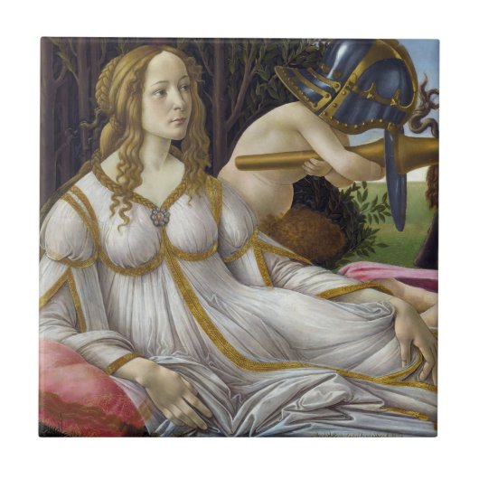 Sandro Botticelli - Venus en Mars, linkerkant Tegeltje (Voorkant)
