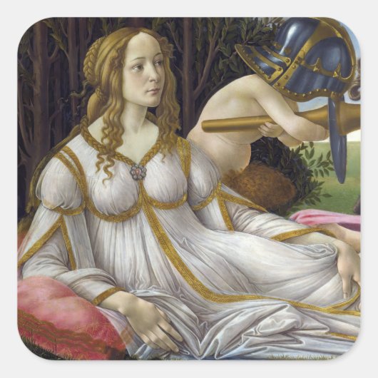Sandro Botticelli - Venus en Mars, linkerkant Vierkante Sticker (Voorkant)