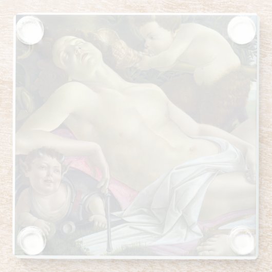 Sandro Botticelli - Venus en Mars, rechterkant Glazen Onderzetter (Achterkant)