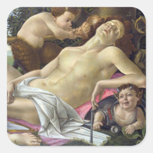 Sandro Botticelli - Venus en Mars, rechterkant Vierkante Sticker