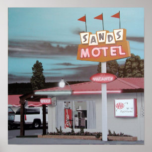 Sands Motel op Route 66 Retro Neon Poster