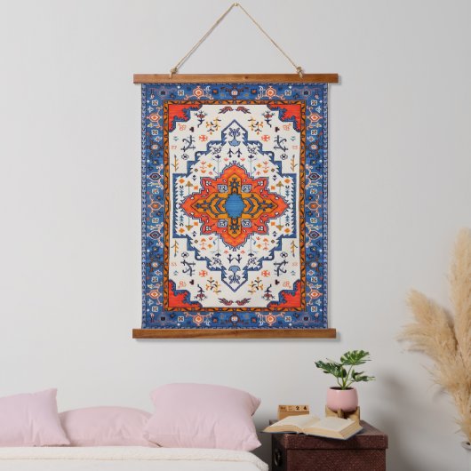 Sands of Time: erfgoed Boho Marokkaanse kunst Hangend Wandkleed (Slaapkamer)