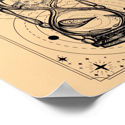 Sands of time zon maan zandloper tarot kaart poster (Hoek)