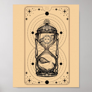 Sands of time zon maan zandloper tarot kaart poster