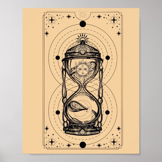 Sands of time zon maan zandloper tarot kaart poster (Voorkant)
