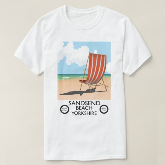 Sandsend Beach Yorkshire strandposter T-shirt (Design voorkant)