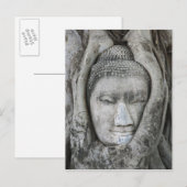Sandsteenkop Boeddha omringd door boom Briefkaart (Voorkant / Achterkant)