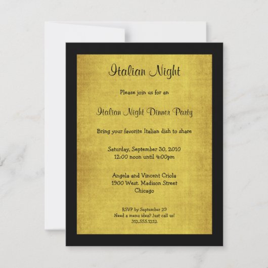 Sandstone Background Italy Night Party Invite Kaart (Voorkant)