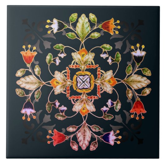 Sandstone Bar Onderzetter - Fiori Dark Tegeltje (Voorkant)