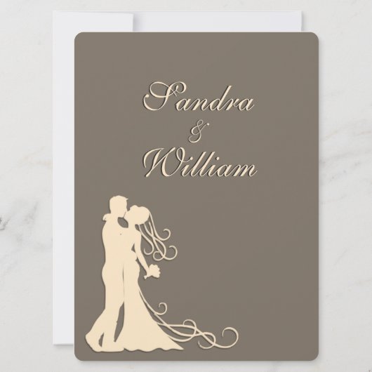 Sandstone Brown en Cream Wedding Invitation Kaart (Achterkant)