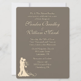 Sandstone Brown en Cream Wedding Invitation Kaart