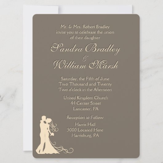 Sandstone Brown en Cream Wedding Invitation Kaart (Voorkant)