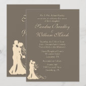 Sandstone Brown en Cream Wedding Invitation Kaart (Voorkant / Achterkant)