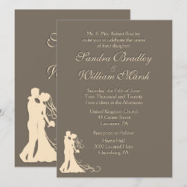 Sandstone Brown en Cream Wedding Invitation Kaart