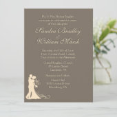 Sandstone Brown en Cream Wedding Invitation Kaart (Staand voorkant)