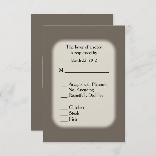 Sandstone Brown RSVP met menuopties (Voorkant / Achterkant)