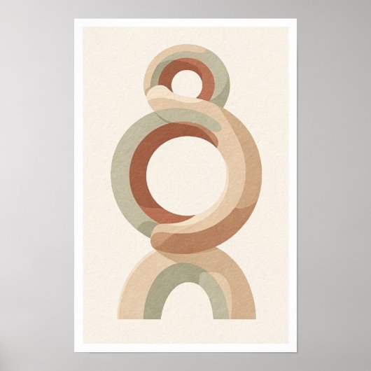Sandstone Cirkels Sage Terracotta Abstract Poster (Voorkant)