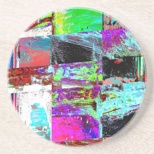 Sandstone Coaster – Abstract Grid Zandsteen Onderzetter (Voorkant)