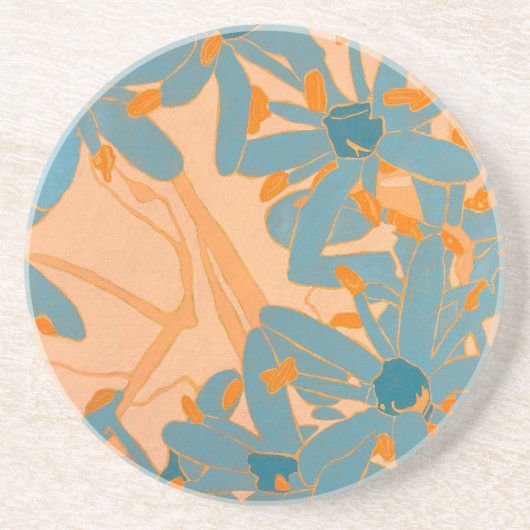 Sandstone Coaster Contemporary Leaf Design Peach Zandsteen Onderzetter (Voorkant)