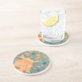 Sandstone Coaster Contemporary Leaf Design Peach Zandsteen Onderzetter (Zijkant)