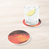 Sandstone Coaster Orange Sunset Canoe Paddlers Zandsteen Onderzetter (Zijkant)
