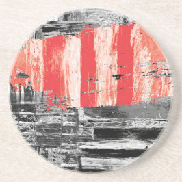 Sandstone Coaster – Red Pulse Abstract Design Zandsteen Onderzetter
