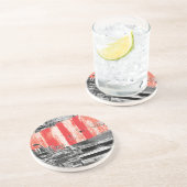 Sandstone Coaster – Red Pulse Abstract Design Zandsteen Onderzetter (Zijkant)