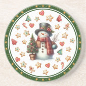 Sandstone Coaster Snowman and Christmas Cookies Zandsteen Onderzetter (Voorkant)