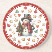Sandstone Coaster Snowman and Christmas Cookies Zandsteen Onderzetter (Voorkant)