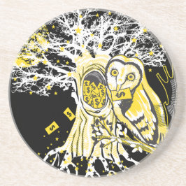 Sandstone Coaster – Urban Tree Owl & Wealth Zandsteen Onderzetter